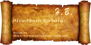 Hirschbein Borbála névjegykártya